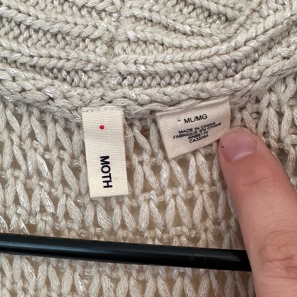 Anthropologie Moth Knit Shrug Sweater Size M/L Tan Oversized Wool Blend - Picture 4 of 5